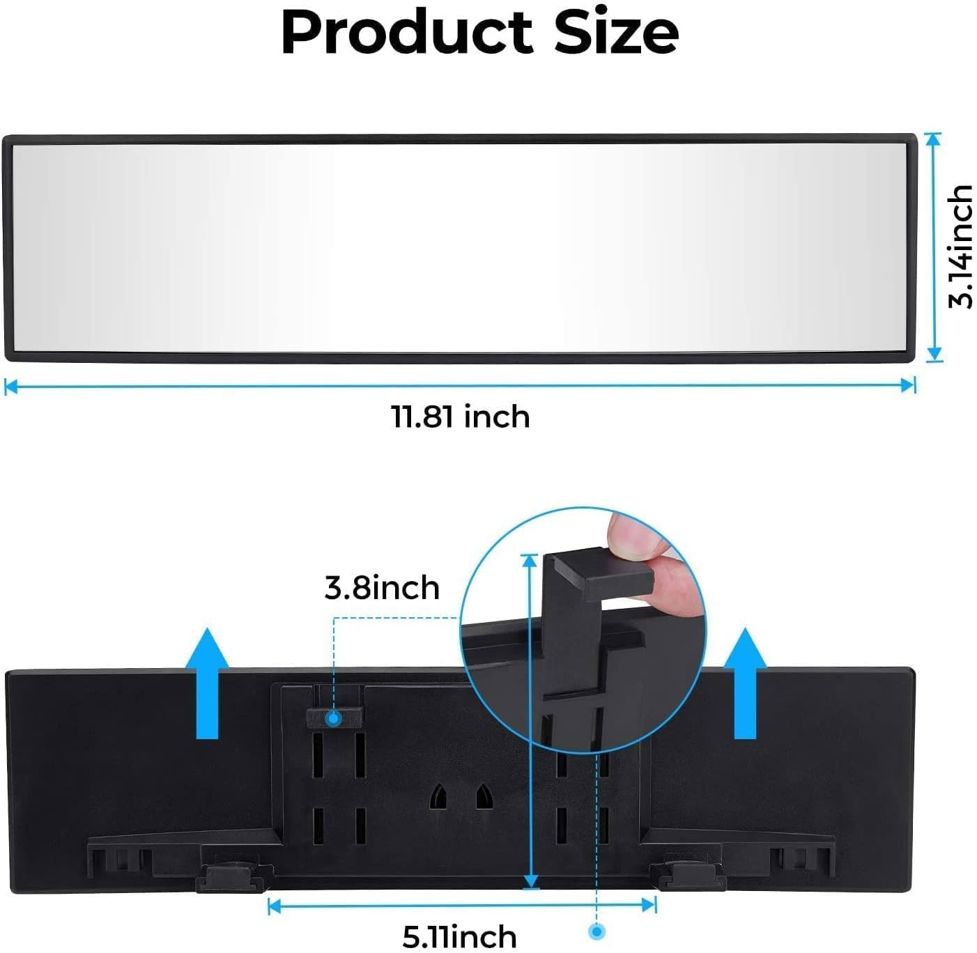 Universal 11.81 Inch Panoramic Convex Rear View Mirror