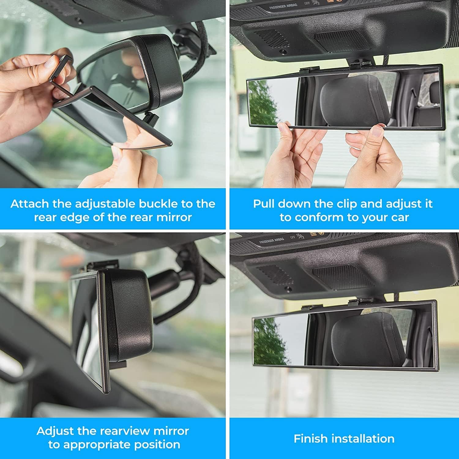 Universal 11.81 Inch Panoramic Convex Rear View Mirror