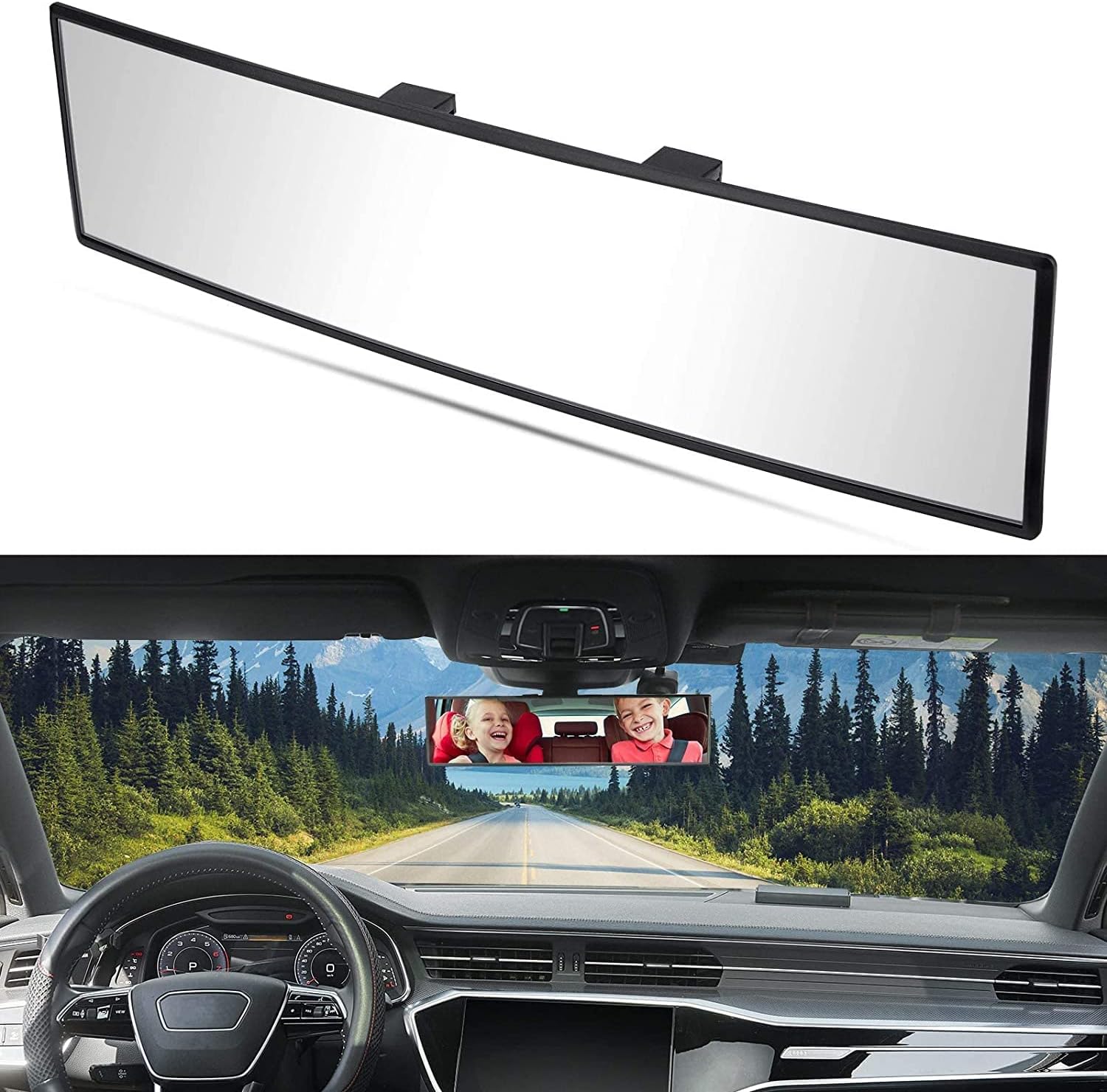 Universal 11.81 Inch Panoramic Convex Rear View Mirror